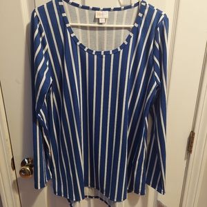 Lularoe Lynnae Royal Striped Top